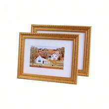 1 Peça de Moldura de Foto Vintage com Relevo Dourado - Estilo Europeu Retangular, Estúdio Fotográfico, Decoração de Corredor Doméstico, Combinação de Artesanato Clássico Europeu e Moderno, Adequada para Decoração Doméstica, Decoração de Quarto, Decoração de Mesa