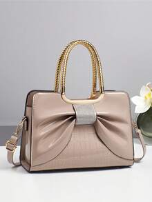 1 件鳄鱼纹漆面女士手提包，闪亮水钻装饰斜挎包，商务休闲女士通勤包，婚礼派对优雅钱包，母亲节礼物 - 彩色 - 查看 13