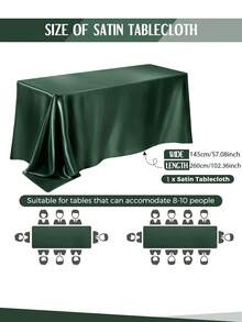 1 pièce Nappe en satin, 145*180cm/145*260cm/145*320cm, vert sauge/vert foncé couleur unie, surface en satin, rectangulaire, convient pour les mariages, les banquets, les fêtes, les anniversaires - Multicolore - Voir 14