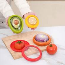 1 pieza/4 piezas Recipientes de almacenamiento de alimentos de plástico transparente para refrigerador con tapas para limón, aguacate, tomate, frutas y verduras, portátiles para el trabajo, con sellado hermético, reutilizables para congelador y refrigerador, suministros escolares
