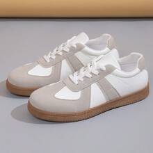 女士休闲复古运动鞋，百搭平底系带运动鞋，舒适运动休闲鞋，适合所有季节 - 灰色 - 查看 7