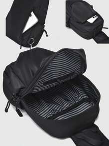 1 Pc Multi-Pocket Nylon Crossbody Bag Shoulder Bag Chest Bag Anti-Theft Lightweight Suitable For Travel Shopping Leisure