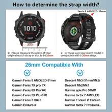 26mm Watch Band Compatible With Garmin Fenix 7X/ Fenix 6X/ Fenix 5X/ Fenix 8 51mm/ Tactix Delta,Soft Silicone Replacement Quickfit Bands For Fenix 3/3 HR,Fenix 5X Plus/6X Pro/Descent MK1/Enduro