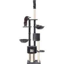 Feandrea Floor-To-Ceiling Cat Tree, 2.4-2.6 M, Cat Tower, Smoky Grey - Dark Grey - View 9