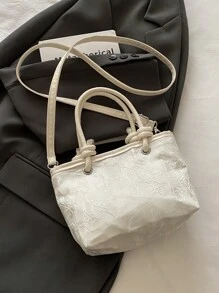 Mini Women Shoulder Bag, Embroidered 3D Butterfly Bucket Bag, Stylish Artistic Crossbody Bag For Women