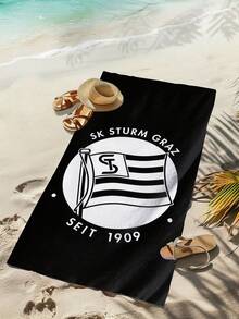 SK Sturm Graz Beach Towel - Ultra-Absorbent, Knit Polyester, Rectangular Beach & Bath Towel With "SK STURM GRAZ SEIT 48.49meter Logo, Ideal For Beach And Bathroom Use, Beach Towel | Modern Design | Absorbent Fabric, Beach TowelTravel Essentials Travel Accessories Beach Essentials - Monivärinen - Näytä 2