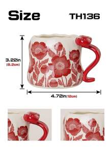 1 Peça Caneca Cerâmica Criativa e Sofisticada com Decoração de Laço, Disponível em Vermelho/Preto/Branco, Adequada para Água, Café, Leite, Chá, Presentes Personalizados, Presentes para Mulheres, Presentes para Mães, Presentes de Aniversário