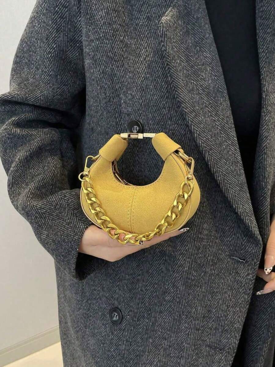 Niche Design Mini Pea-Shaped Bag, New Fashion Women's Small Crossbody Bag, Portable Makeup Lipstick Earphone Pouch - Yellow - View 1