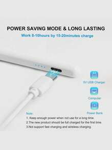 MEIYIXING Un stylet adapté à tous les appareils, prenant en charge la charge USB, avec une grande sensibilité à l'inclinaison, doté d'une fonction de protection tactile contre les touches de la paume, équipé d'accessoires magnétiques. Convient aux modèles d'iPad Air 3/4/5, iPad Mini 5/6/7, iPad 6/7/8/9/10, iPad Pro 11 pouces, iPad Pro 12,9 pouces de 2018 à 2024