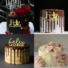 3Pcs Spanish "Feliz Cumpleaños" Birthday Cake Topper, Birthday Party Cake Decorations - Ins Cake Topper For Birthday Party Decor, Social Media Photo Props, Festive Events