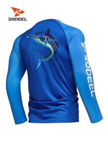 RODEEL Men's High Performance Raglan Long Sleeve Fishing Shirt Lightweight Sun Protection T-Shirt Cool Feeling Suitable For Outdoor Activities