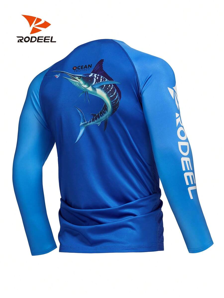 RODEEL Men's High Performance Raglan Long Sleeve Fishing Shirt Lightweight Sun Protection T-Shirt Cool Feeling Suitable For Outdoor Activities
