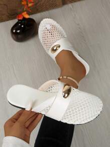 Breathable Mesh Slip-On Mules, Lightweight & Durable Rubber Sole, Fashion Versatile Indoor/Outdoor Wear, New Summer Hot Selling Item