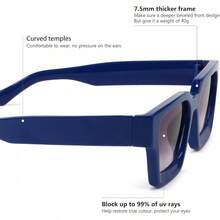 Square Men Women Fashion Thick Rectangle Glasses Shades Designer Style - Blue/Gradient Grey - View 8