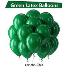 绿色气球乳胶派对气球 5/10/12/18 英寸 -10/30/50/70/90 个深绿色圆形氦气球适用于深绿色主题婚礼毕业周年生日派对丛林动物圣诞派对 - 深綠色 - 查看 10