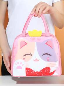 2pcs/Set Printed With Cute 3D Cartoon Pattern Lunch Tote Bags And Tableware Storage Box, With A Black Cutlery Storage Bag, Large Capacity Reusable Insulated Lunch Box, Multifunctional Waterproof Leak-Proof Adult Lunch Tote Cooler Bag With Zipper, Students Meals Insulated Cooler Bag,Large Capacity Portable Travel Picnic Bag - Multicolor - View 8