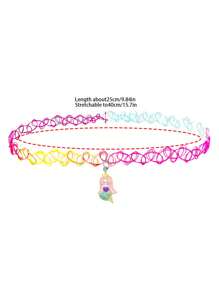 6pcs/Set Fashionable Necklaces For Teens, Cute Princess Cartoon Unicorn & Mermaid Series Chokers, Suitable For Birthday Party, Gift, Holiday, Casual Wear