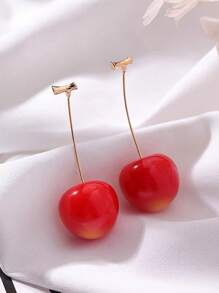 3 pares de pendientes elegantes con colgante de cereza en forma de fruta roja, un conjunto exquisito y de alta gama ideal para usar en reuniones, días festivos y para el uso diario