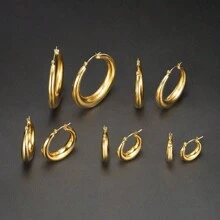 MDFUN 316L Stainless Steel Thick Earrings, Hollow Hoop Earrings, Jewelry For Men And Women