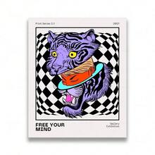 1 件斯堪的纳维亚简约墙面艺术免费心灵扭曲现实帆布海报印刷家居卧室客厅装饰礼物可选框架 - 彩色 - 查看 14