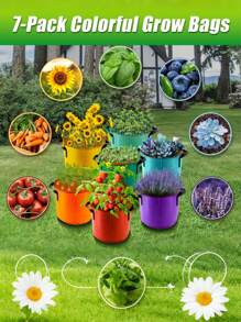 1 Pieza Verde Bolsas de cultivo de 10 galones, macetas para cultivo de plantas, macetas para plantas, bolsas para plantación de plántulas, reutilizables, de tela no tejida gruesa, operación simple y conveniente, para balcón del hogar, vivero, bolsas para crecimiento de plantas, adecuado para plantas pequeñas, frutas, verduras, flores