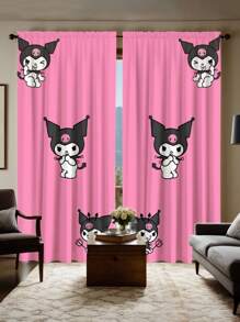Sanrio 2 Pcs Sanrio Hello Kitty Curtain - Adorable Pink Shiny Stars & Heart Design, Washable, Blackout Curtain Suitable For Bedroom And Home Decor, Available In 2 Sizes, Living Room Curtain, Sanrio