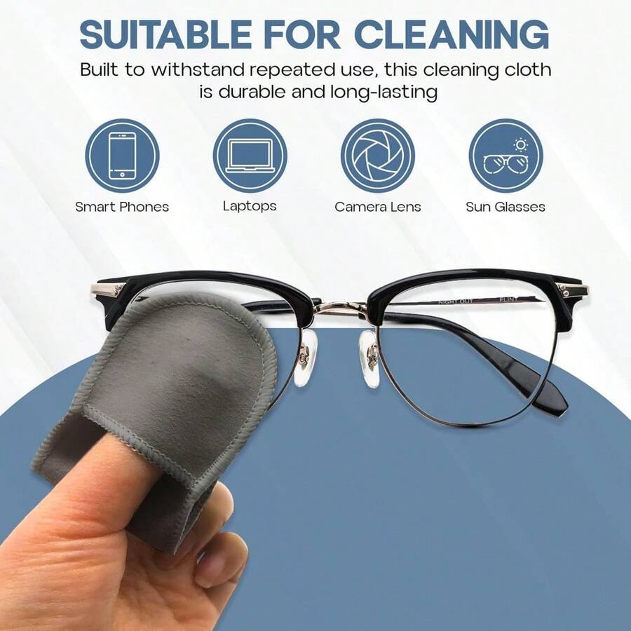 Eye Glasses Cleaner Wipes,  Eyeglass Cleaner Cloth 4 Pack, Lens Cleaner, Anti-Scratch, Screen Cleaning Cloth, Eyeglass Cleaning Cloth, Lens Cloth, Eye Glasses Cleaner Cloth (Rose/Green) - Blue/Gray - View 1