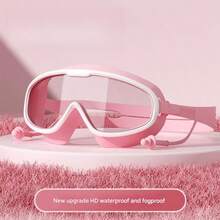 1PC New Popular Waterproof Anti-Fog Swimming Goggles, Suitable For Men, Women Or People Under 16 Years Old For Swimming, Diving And Beach, With Earplugs, HD Anti-Fog Swimming Goggles, Optional Swimming Cap