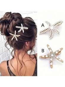 2 chiếc kẹp tóc hình sao biển trang trí giả ngọc trai cổ điển, phụ kiện tạo búi tóc thời trang, phù hợp cho phụ nữ và bé gái sử dụng hàng ngày, kẹp tóc càng cua, kẹp tóc cài đầu, đồ dùng học tập, phụ kiện tóc, phụ kiện đội đầu, kẹp tóc, phụ kiện đi biển, lễ hội, tiệc tùng. - Nhiều màu - Xem 8