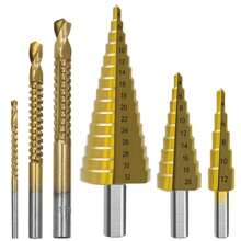6-Piece Titanium Step Drill Set - Multi-Size Holes For Wood, Metal & DIY Projects (Rust-Resistant, Time-Saving & Compact Storage)