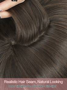 适用于脱发的假发片，18英寸，6.5x6.5英寸，增加发量，自然深棕色直发假发片，适合女性使用。 - Dark Brown - 查看 6