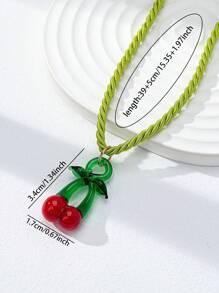 1 pieza Conjunto de collar bohemio de verano con perlas falsas, colgantes de fruta de vidrio, estrella de mar, concha, coral y sol, collar con colgante de cereza de vidrio, apilables para mujer, apropiados para playa, viaje, vacaciones (hecho a mano, colores y formas son aleatorios)