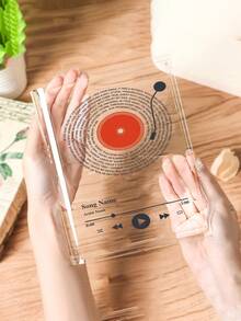 Custom Acrylic Flower Vase Personalized Transparent Book Lover Vinyl Record Style Desktop Decoration Unique Gift Idea The Next Chapter Graduation Present Back To School Gift From Family For Music And Literature Fans Office Decor Minimalist Home Decor House Decoration Living Room Display Shelf Art Birthday Gift For Her Or Him Father's Day Gift,Graphic Print - Multicolor - View 5