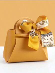 5pcs Holiday Gift Bags, Faux Leather Gift Bags With Ribbon Bow, Halloween Candy Bags, Christmas Candy Gift Bags, Wedding Party Favor Bags, Graduation Souvenirs Bags, Holiday Candy Boxes, Mini Tote Bags