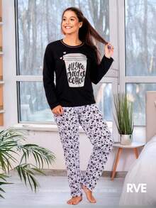 Women's Pajamas Winter Long Faux Drawstring Cute Elegant Luxurious Woman Casual Young Casual Knitted Fabric Long Sleeve Cup Coffee Cute - 白色 - 查看 2
