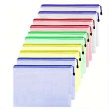 5/10 Stücke bunte PVC-Mesh-Reißverschlusstaschen, wasserdichte Dokumententaschen für Büro- und Schulbedarf, Klassenzimmer-Organizer, Brettspielaufbewahrung, Mehrgrößenauswahl, Taschen für Schulbedarf, Rückkehr zur Schule