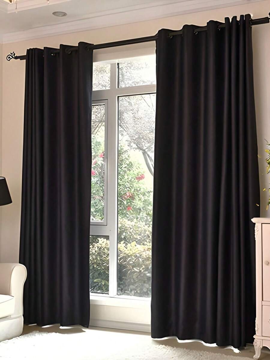 Cortina Roma Para Quarto e Sala 4,00 X 2,20  Preto - Preto - Visão 1