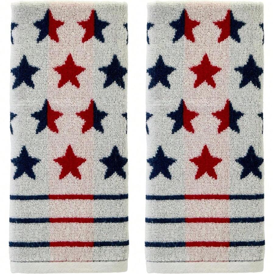 Patriotic 4th Of July Red White And Stars Hand Towel Set, 2 Count - Red White & Stars - View 1
