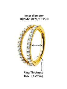 1pc High-End 316L Stainless Steel Seamless Closed Double Membrane Hoop, Embedded Zirconia, 16G Nose Ring, Lip Ring, Ear Cartilage Stud, Earring, Nose Septum Clicker, Unisex Piercing Jewelry, Birthday Gift, Party, Dance, Date, Skateboarding, Running, Cycling And Other Extreme Sports, 8mm/10mm/12mm Size Suitable For Daily Wear - Two-layer Closed Loop - View 29