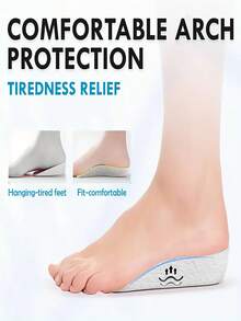 1 Pair Unisex Height Increasing Insoles, Non-Slip, Shock-Absorbing, Full-Length Inserts For Sports, 7/4 Height Increase For Women, Soft & Comfortable Half Pad