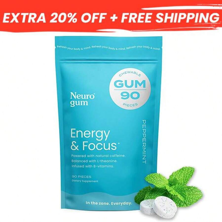 "Better Than Coffee! "Neuro Energy Caffeine Gum |   Vitamin B12 Boost + No Crash90 Count Value Pack - 1 - 查看 1
