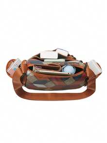 Bolso bandolera de hombro de gran capacidad para hombres y mujeres, nuevo, con costura de diamante, multicapa y de moda para ir al trabajo - Multicolor - Ver 3