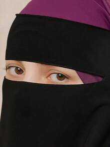 1pc New Solid Color Chiffon UV Resistant Face Mask For Women, Headscarf Straps, Sweat Absorbing Mask, Gauze Scarf, And Family Holiday Gifts, Beach - Black - View 4