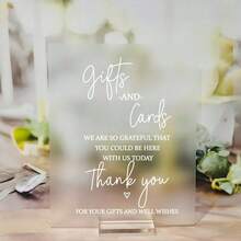 礼品和卡片标牌，婚礼亚克力标牌，婚礼亚克力标牌，亚克力现代书法礼品标牌 - 彩色 - 查看 3