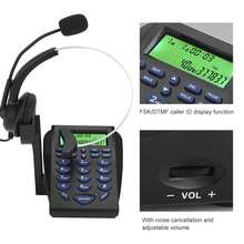 Compacto multifuncional centro de llamadas agente de teléfono Oficina de negocios multifuncional Teléfono Dial Pad Call Center Tráfico Teléfono Auriculares - Negro - Ver 7