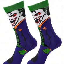 Warner Bros 2 pares de calcetines largos de tubo estampados con el Joker y otros dibujos animados de superhéroes, calcetines divertidos y locos para Navidad y Halloween para hombres