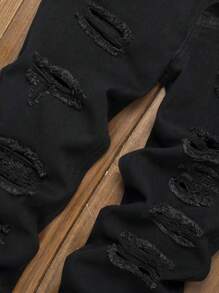 1pc Men's Black Street Style Comfortable Casual Jeans, Spring & Summer, Suitable For City Walking & Outdoor Activities
