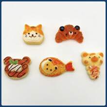 5pcs Miniature Food Toy Cartoon Bread Decor Magnetic Stickers, Realistic Simulation Food Stickers, Creative Fridge Magnets, Cute Decorative Accessories For Office Desk, Kitchen, Whiteboard, Storage Cabinet, Valentine's Gift