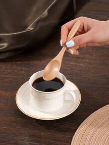 4PCS Small Wooden Spoons, 5.7Inch/14.5cm Honey Spoons For Tea, Wooden Honey Teaspoons For Coffee, Little Tiny Schima Wood Spoons, Mini Table Spoons For Jar & Condiment, Wooden Spoons For Eating,School Supplies - Apricot - View 4