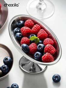 choxila 1个椭圆形冰淇淋杯，不锈钢甜点碗杯，船形甜点杯，酸奶零食糖果沙拉水果布丁杯，适用于派对、婚礼、斋月、宰牲节